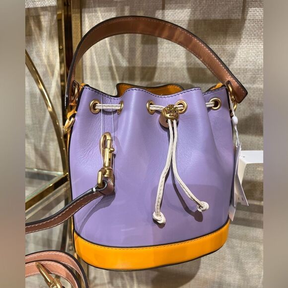 Tory Burch T Monogram Color - Block Bucket Bag, Thistle‎ Mix, Style 88157 - Picture 4 of 16